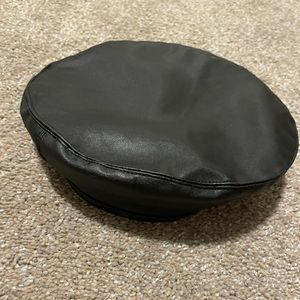 Leather beret hat